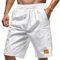 thumbnail image 2 of Dagegui Men's Breathable Linen Shorts Drawstring Elastic Waist Above Knee Pant Summer Casual Everyday Beach Short Pants with Pockets White XL, 2 of 9