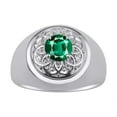 thumbnail image 1 of RYLOS Men's Rings Sterling Silver Designer Gypsy 7MM Round Gemstone & Diamond Ring Emerald May Birthstone Rings Size 11, 1 of 6