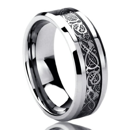 Men's Women's Stainless Steel 8mm Wedding Band Ring Celtic Knot Engraved Ring (6 to