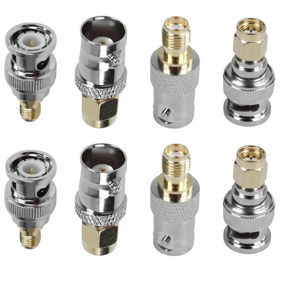SMA to BNC Kits Coaxial Adapter Male Female Coax Connector 8 Pieces,8 x BNC to SMA Adapter,Silver
