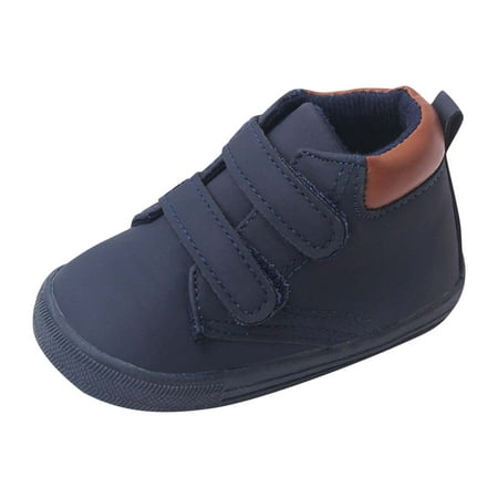 

Toddler Shoes Summer Children Toddler Shoes Boys And Girls Sports Shoes Flat Bottom Non Slip Round Toe High Top Solid Color Hook Loop Baby Shoes Dark Blue 130