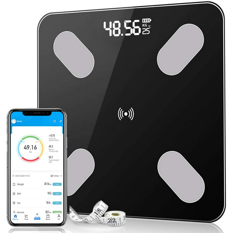 Bluetooth Body Fat Scale, Digital Weight Scale Bathroom Smart Body  Composition Analyzer with Smartphone APP, 396 lbs