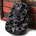 thumbnail image 3 of K-KED Natural Energy Chinese Dragon Stone Black Obsidian Lucky Amulet Necklace Pendant, 3 of 4