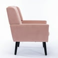 thumbnail image 5 of Mid Century Accent Chair, Button Tufted Upholstered Sofa Chairs, Modern Velvet Ergonomic Armchair for Living Room Bedroom, Reading, Pink, 5 of 7