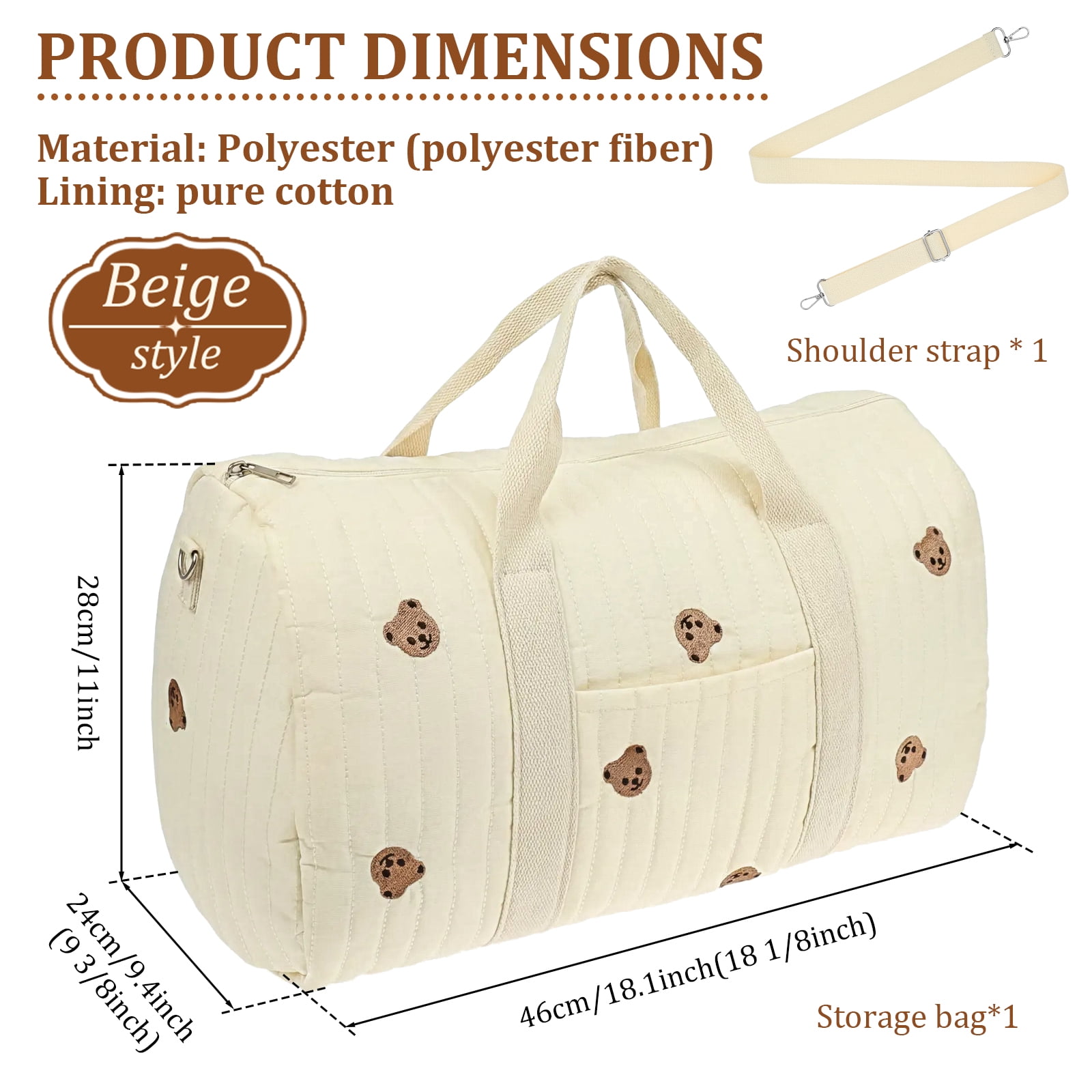 Ikoopy Diaper Bag Tote，Diaper Tote Bag Foldable Baby Diaper Bag Tote with Wide Opening and Smooth Zipper for Clothing Personal Items