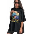 thumbnail image 3 of Plus Size Shirt for Women Black Tops for Women Oversized Short Sleeves Shirt for Women Iridescent Hydrangea2 T Shirt Crewneck Shirt for Women L, 3 of 5