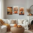 thumbnail image 3 of Hieng Fall Wall Art 3 Pieces Pumpkin and Crow Canvas Prints Farmhouse Truck Pictures Autumn Harvest Paintings for Thanksgiving Home Decor Unframed, 3 of 6