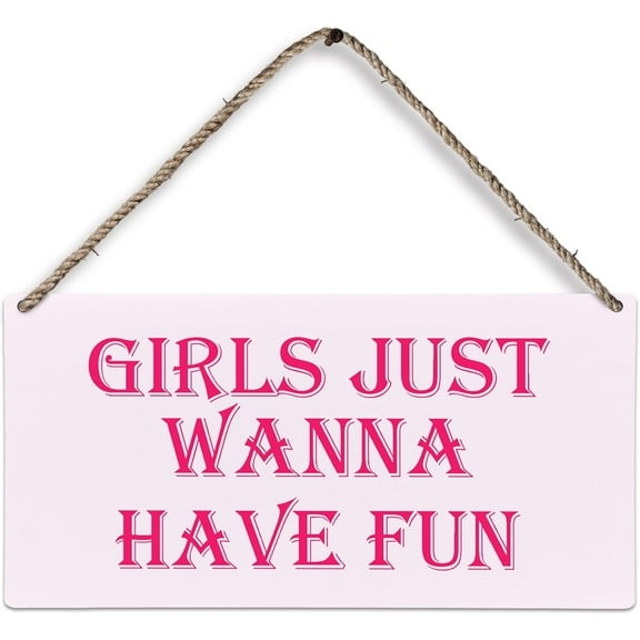6x12 Inch Pink Preppy Wood Plaque Sign, Preppy Wall Decor, Preppy Room Decor, Dorm Decor For College Girls, Pink Home Room Decor, Girls Just Wanna Have Fun Wall Hanging Decor