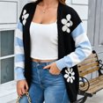 thumbnail image 6 of WRKEKC Cardigan Sweaters for Women Color Block Long Sleeve Open Front Loose Fit Knit Cardigan with Pockets, 6 of 8