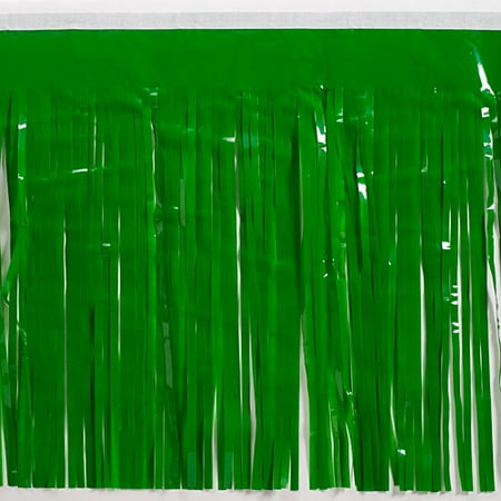 Stumps Green Vinyl Fringe Curtain, 15in x 10ft Green Party Streamers