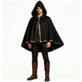 thumbnail image 2 of Ceisia Medieval Hooded Cape Cloak Gold Edge Trim Vintage Robe Halloween Role Play Outfit For Renaissance Party Stage Performance Cosplay Event Gift, 2 of 5