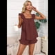 thumbnail image 4 of Conjunto de Pijama de 2 Piezas para Mujer con Volantes, Camiseta Sin Mangas y Pantalones Cortos Suaves, Pijama de Novia para Mujer. Marrón XL, 4 of 10