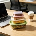 thumbnail image 6 of Linnome Set of 4 Square Food Storage Containers Bento Lunch Boxes with Airtight Lids Leakproof for Meal Prep, 6 of 6