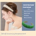 thumbnail image 5 of Qarigey Diademas con cuentas de cristal con purpurina, tocado de punto Flexible para el cabello, tocado para mujer, fiesta, colorido brillante Accesorio para el cabello Pasto verde Qarigey AP010971-20B, 5 of 5