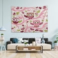thumbnail image 5 of Owl Pink Tree Tapestry Wall Hanging Tapestries Happy Colorful Hippie Psychedelic Art Polyester Carpet Wall Decorative for Living Room Bedroom 60x51inch, 5 of 7