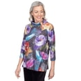 thumbnail image 3 of Alfred Dunner Womens Petite Brushstroke Floral Cowl Neck Top, 3 of 6