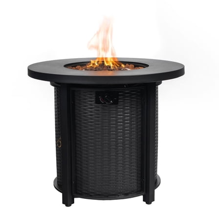 BOFANG 30" Black Steel Propane Fire Pit Table, 50000 BTU for Outdoor Patio Garden