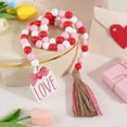 thumbnail image 4 of Valentines Wooden Bead Garland Wood Bead Garlands Pink Red Love Farmhouse Rustic Rope Tassels Beads Hanging Pendant Rustic Wall Ornament Strand Home Decor for Tiered Tray Wedding Anniversary, 4 of 8