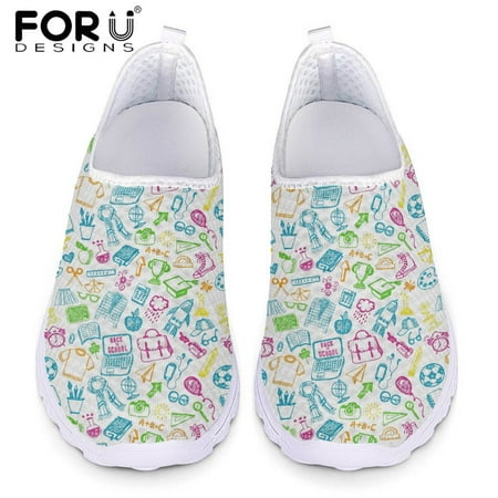 

FORUDESIGNS Happy Teacher s Day Pattern Woman Slip On Sneakers Mesh Shoes for Women Lightweight Footwear Gifts for Teacher