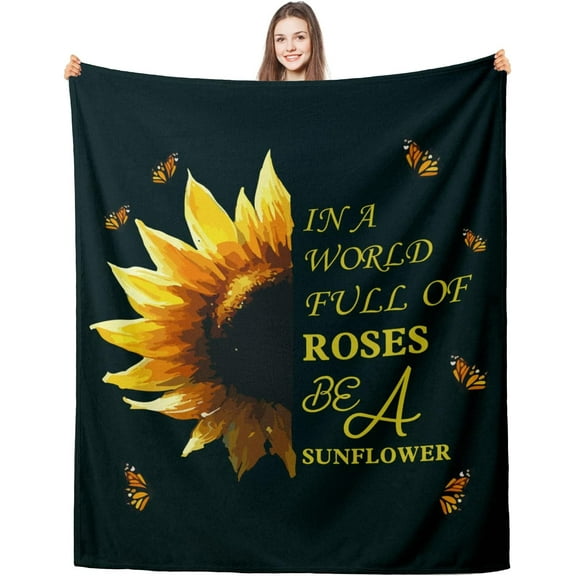 Christmas Sunflower Gifts for Women, Inspirational Gifts Sunflower Blanket, Xmas Birthday Gifts for Teen Girls, Cute Sunshine Gifts, Sunflower Throw Blanket 50x60, Get Well Soon Gifts for Women