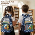 thumbnail image 4 of COEQINE Clear Backpack for School Boys Bookbag PVC Polyester See Through Book Bag with Padded Shoulder Straps, Heavy Duty Work Bag Transparent Daypack, Shark Basketball Blue, 4 of 7