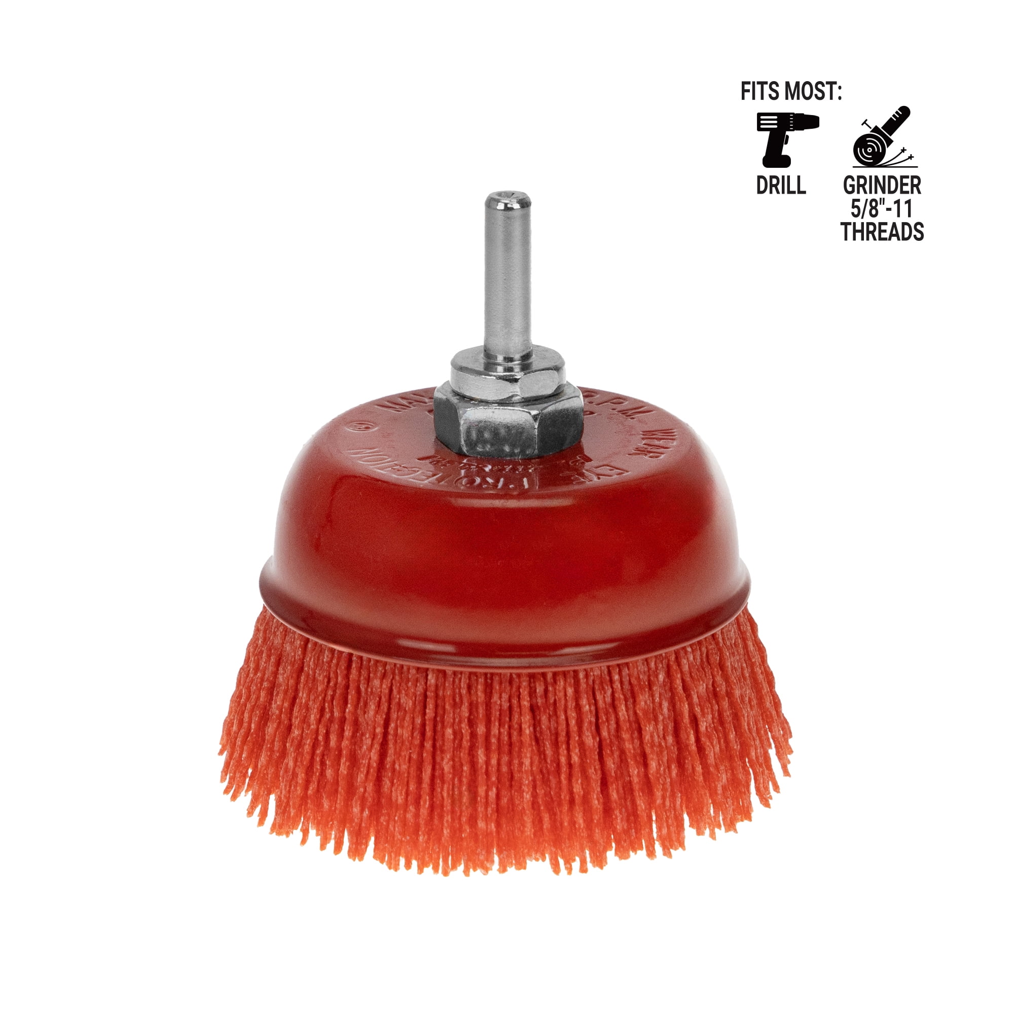 Platinum Series 4" Nylon Bristle Cup Brush for Surface Prepping Truck Bed Liner Coatings