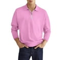 thumbnail image 2 of JIANJIA Mens Polo Shirts Autumn Winter Solid Color Lapel Zipper Long Sleeve Loose Fashion Tops Daily-Wear, 2 of 3