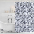 thumbnail image 4 of Blue Line Bathroom Shower Curtains with Hooks, Retro Abstract Art Geometric Watercolor Blue Stripe Waterproof Fabric Washable Shower Curtain for Home Hotel Bathtub Decor 72x72 Inch, 4 of 9