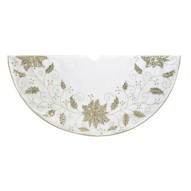 Kurt S. Adler TS0223 54 in. Ivory Holly Tree Skirt