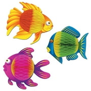 Club Pack of 12 Vibrantly Colored Tropical Fish Hanging Decors 8"