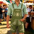 thumbnail image 2 of XIAOCHA Mens Barrel Embroidery Lederhosen Wide Strap Shorts Oktoberfest Casual Pants Halloween Bottoms,Army Green,Sizes L, 2 of 4