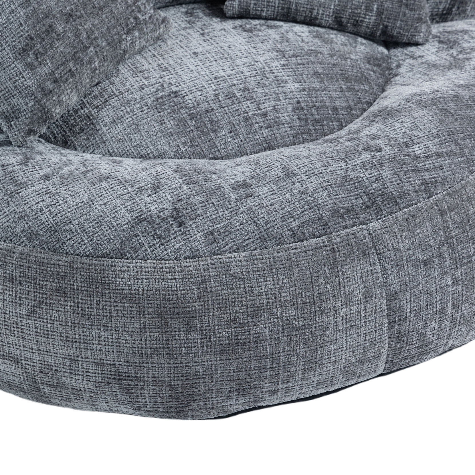 Oversized Chenille Bean Bag Chair for Adults & Kids, Indoor & Outdoor Lazy Bean Bag Sofa with Wrap-Around Backrest & Pillows for Bedroom, Living Room, Playroom, 42.52''x42.52''x20.47'', Gray