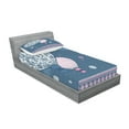 thumbnail image 2 of Ambesonne Retro Fitted Sheet & Pillow Sham Set, Air Balloons Polka Dots, Twin, Slate Blue Pale Pink, 2 of 2