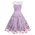 thumbnail image 4 of Women's Casual A-Line Dress Summer Cocktail Dress Short Sleeve Mini Dress Flowy Sundresses Purple L, 4 of 6
