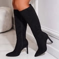 thumbnail image 2 of B91xZ Winter Boots Women Mid Calf Combat Riding Fashion Winter Boots,Black 8, 2 of 5