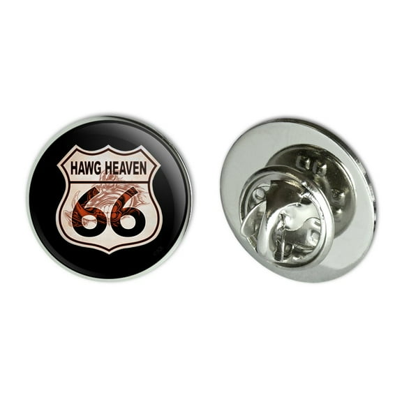 Hawg Heaven Route 66 Highway Hog Biker Motorcycle Metal 0.75" Lapel Hat Pin Tie Tack Pinback