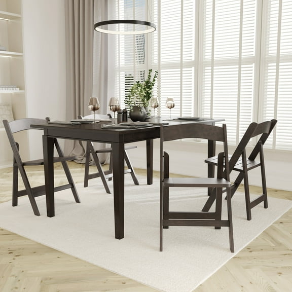 Emma Oliver Set of 2 Solid Wood Foldable Dining Chairs with Early American Finish