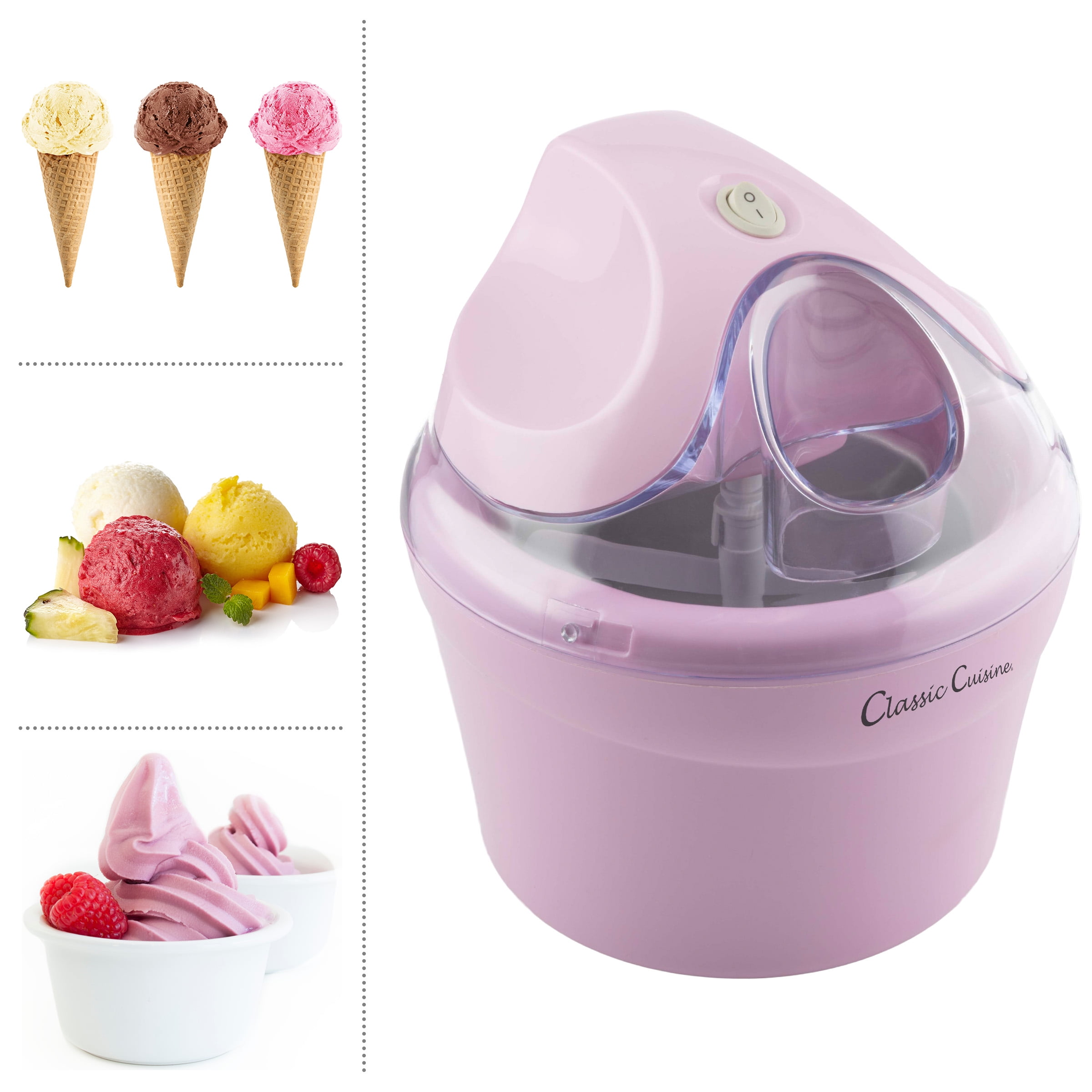 Classic Cuisine 1QT Ice Cream Maker for Sorbet, Gelato, and Frozen Yogurt