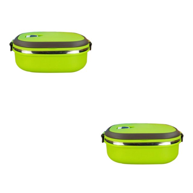 Ounissouiy Recipiente para alimentos de aspecto elegante de acero inoxidable, fiambrera rectangular segura de una sola capa para impresionar a sus Rectángulo una sola capa 2Conjunto