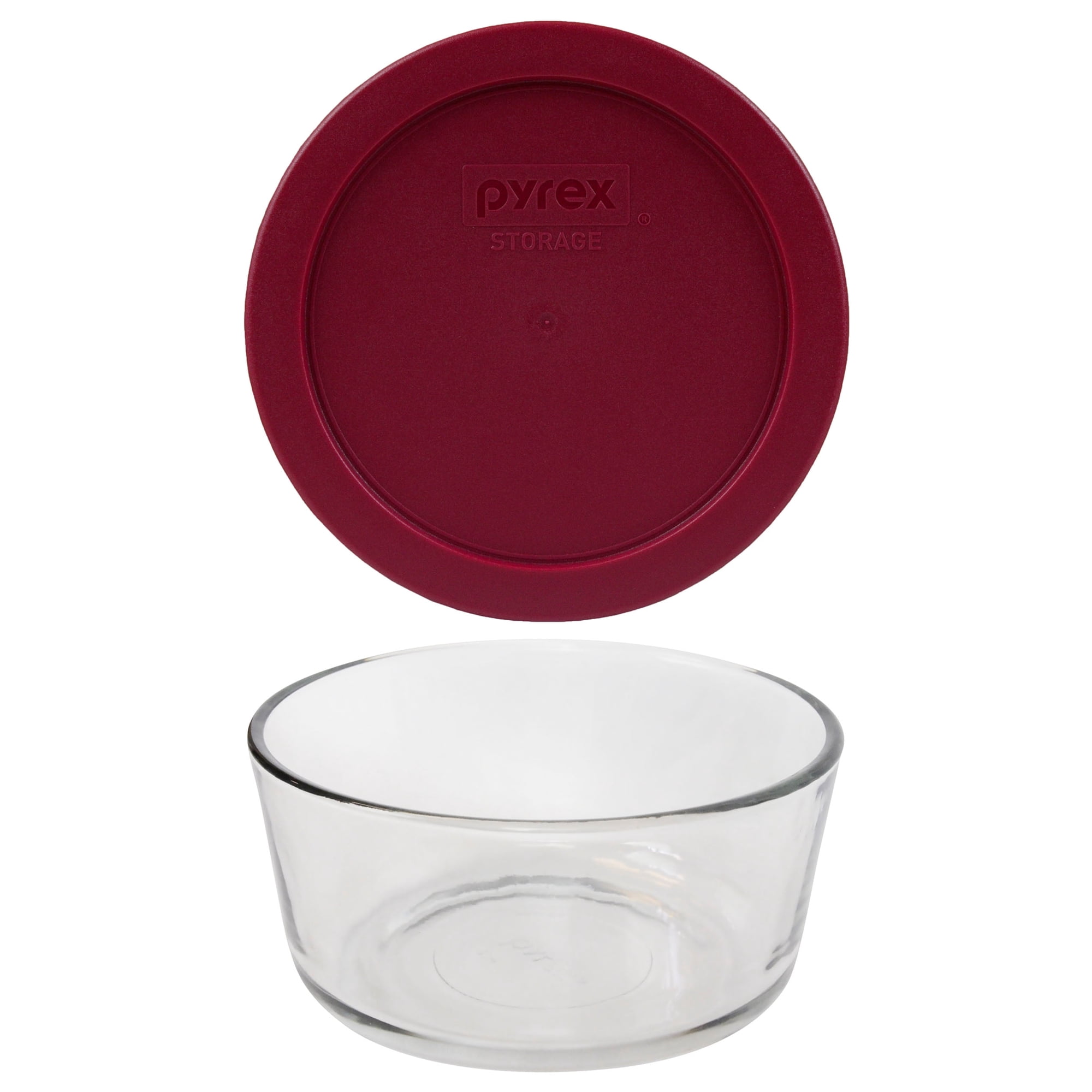 Pyrex 7201 4-Cup Glass Bowl & 7201-PC Sangria Red Lid - Made in USA