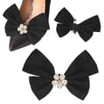 thumbnail image 1 of Uxcell 2-Pack Clips de Zapatos con Lazo, Accesorios de Hebilla de Zapatos Elegantes Desmontables de Satén con Perlas de Rhinestone [Negro], 1 of 7