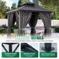 thumbnail image 4 of Clouddwell 8' x 8' Gazebo for Patio, Gazebo Pergola with Sloped Roof, Large Wall-Mounted Heavy Duty Awnings, for Deck, Patio and Backyard,Gray, 4 of 7