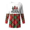 thumbnail image 6 of zaveiop Womens Christmas Round Neck Sweatshirt Long Sleeve Printed Shirt Dress Oversized Loose Fit Pullover Tops with Pockets (Wine, XL), 6 of 6