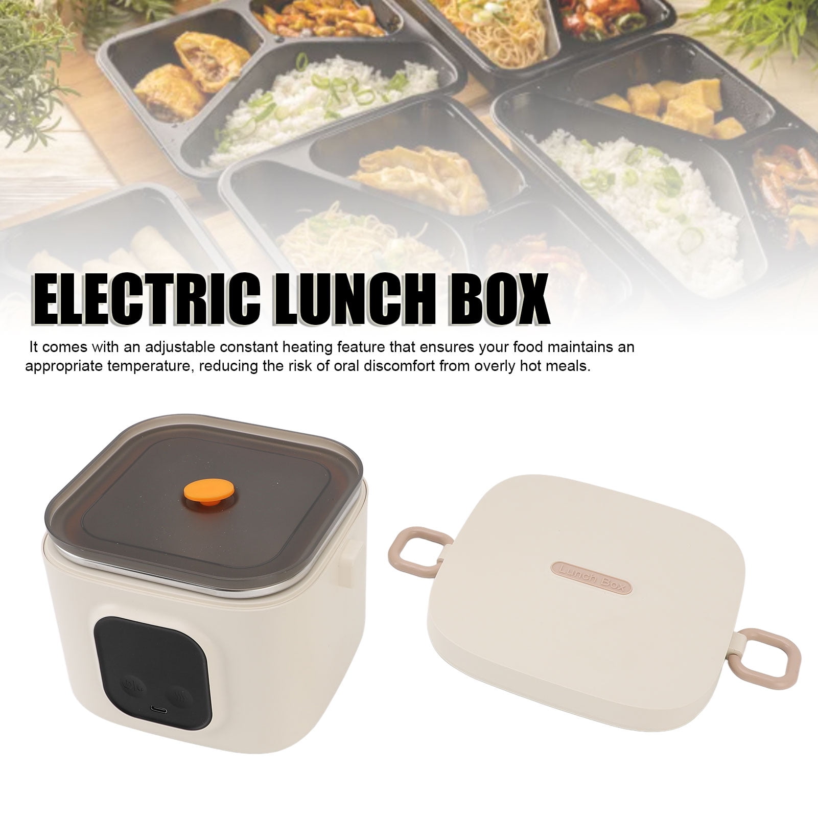 Riousery Electric Lunch Box, 800ml Rechargeable Food Warmer with 14000mAh Battery, Portable Heated Lunch Container for Office, Outdoor, Travel