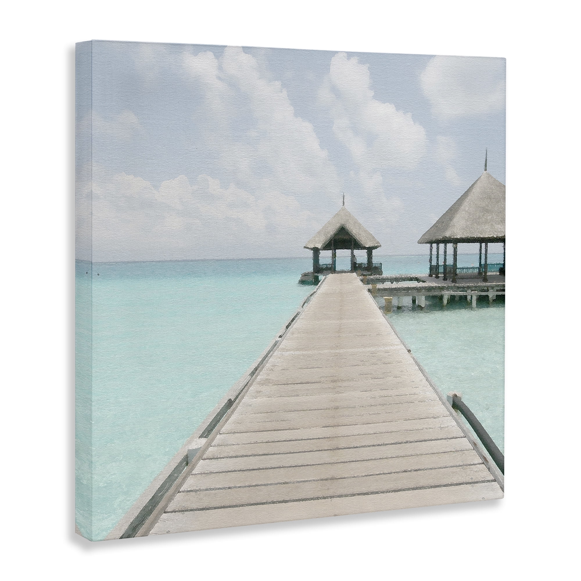 Stupell Industries Tropical Long Pier Coastal Photography Gallery Wrapped Canvas Art Print Wall Art, 36 x 36