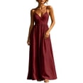thumbnail image 2 of Aimik Women's Wrap Waist Maxi Sundress Summer Spaghetti Strap V Neck Solid Maxi Sundress Loose Airy Casual Vacation Long Dress, 2 of 6