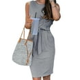 thumbnail image 3 of UVN Summer Dresses for Women Striped T Shirt Dress Casual Midi Dress Sleeveless Sundress with Pockets, 3 of 8