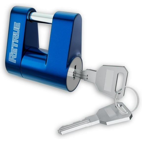 RETRUE Trailer Tongue Coupler Lock, Trailer Hitch Lock,Dia 1/4 Inch, 3/4 Inch Span for Tow Boat RV Truck Car's Coupler, Blue