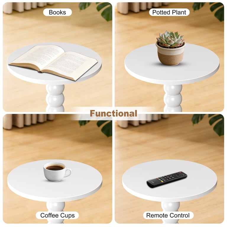 EDX Round Side Table, White photo 8