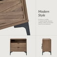 thumbnail image 2 of 2-Drawer Modern End Table with Rear Charging Station V-shaped Design Matal Legs for Living Room Walnut, 2 of 7